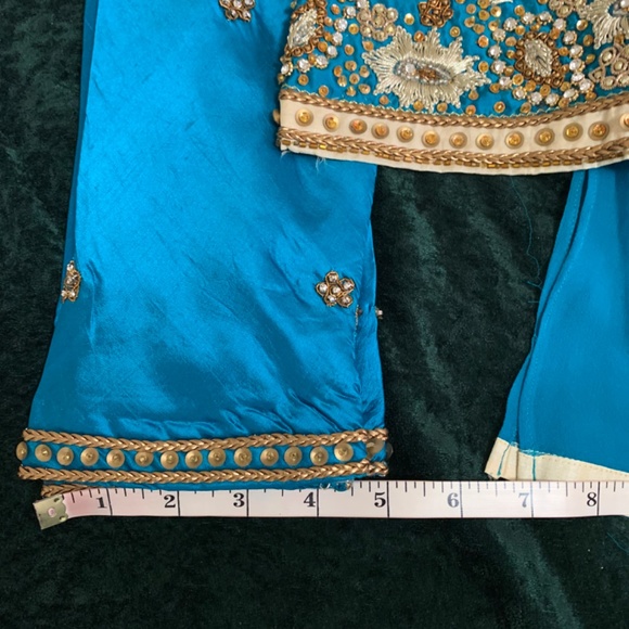 Indian Blue with Off white Pajami full Suit - Picture 7 of 11